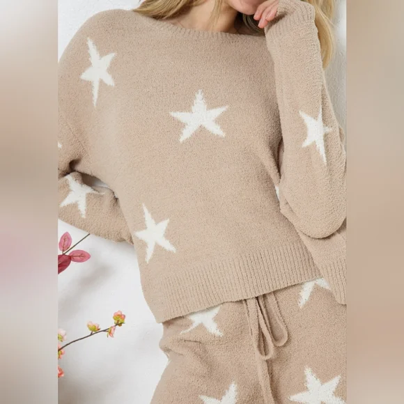 #159 Fabulous Soft Long Sleeve Star Print Top&Short 2pc Set - Picture 5 of 12